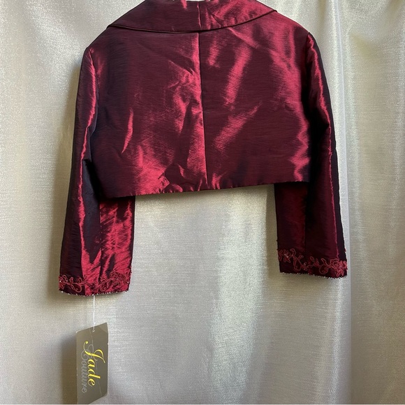 Burgundy Bolero Dress jacket in Jade Taffeta size 12 - Picture 5 of 16